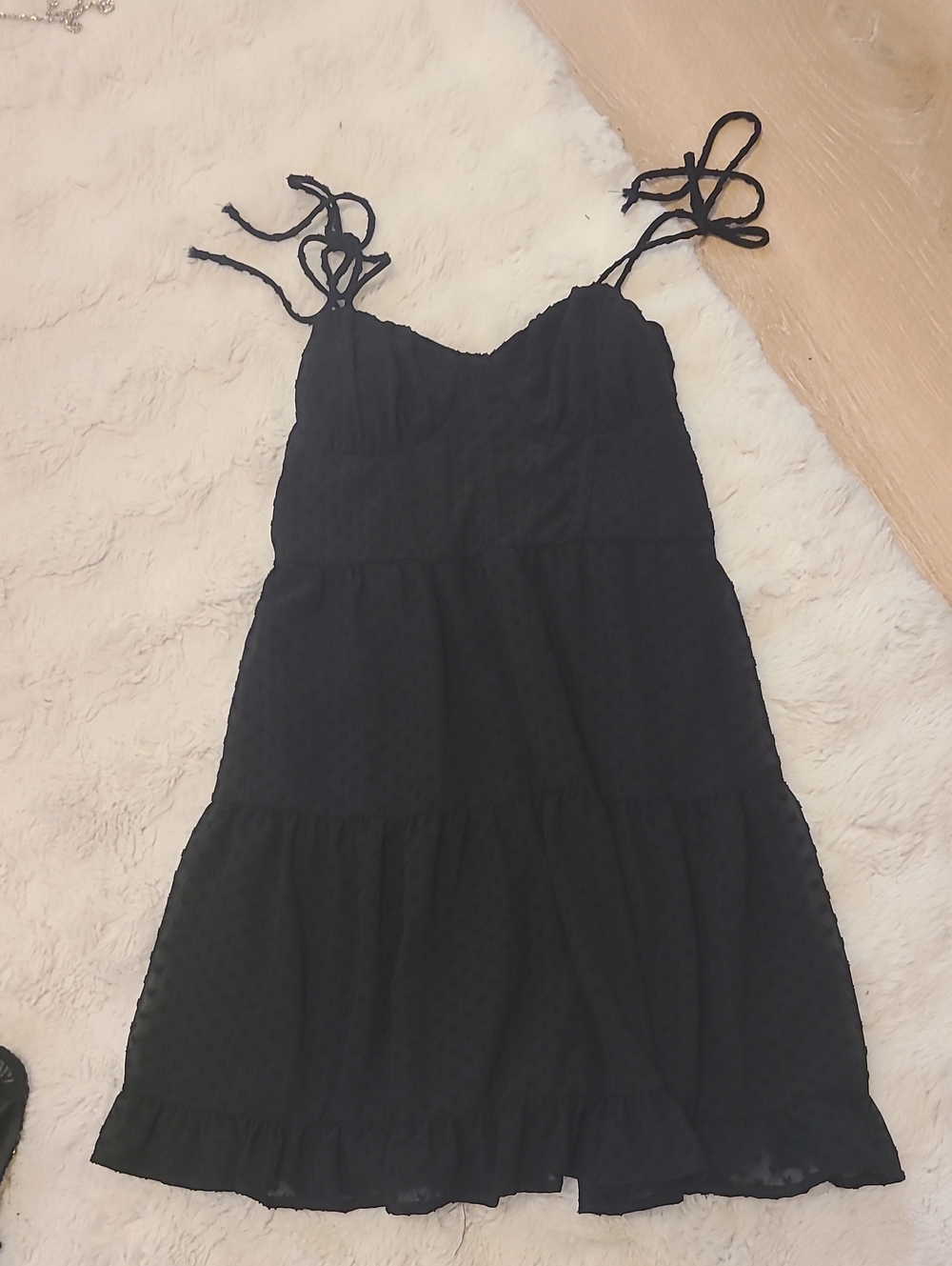 Black Spaghetti Strap Tiered Sundress - sz S